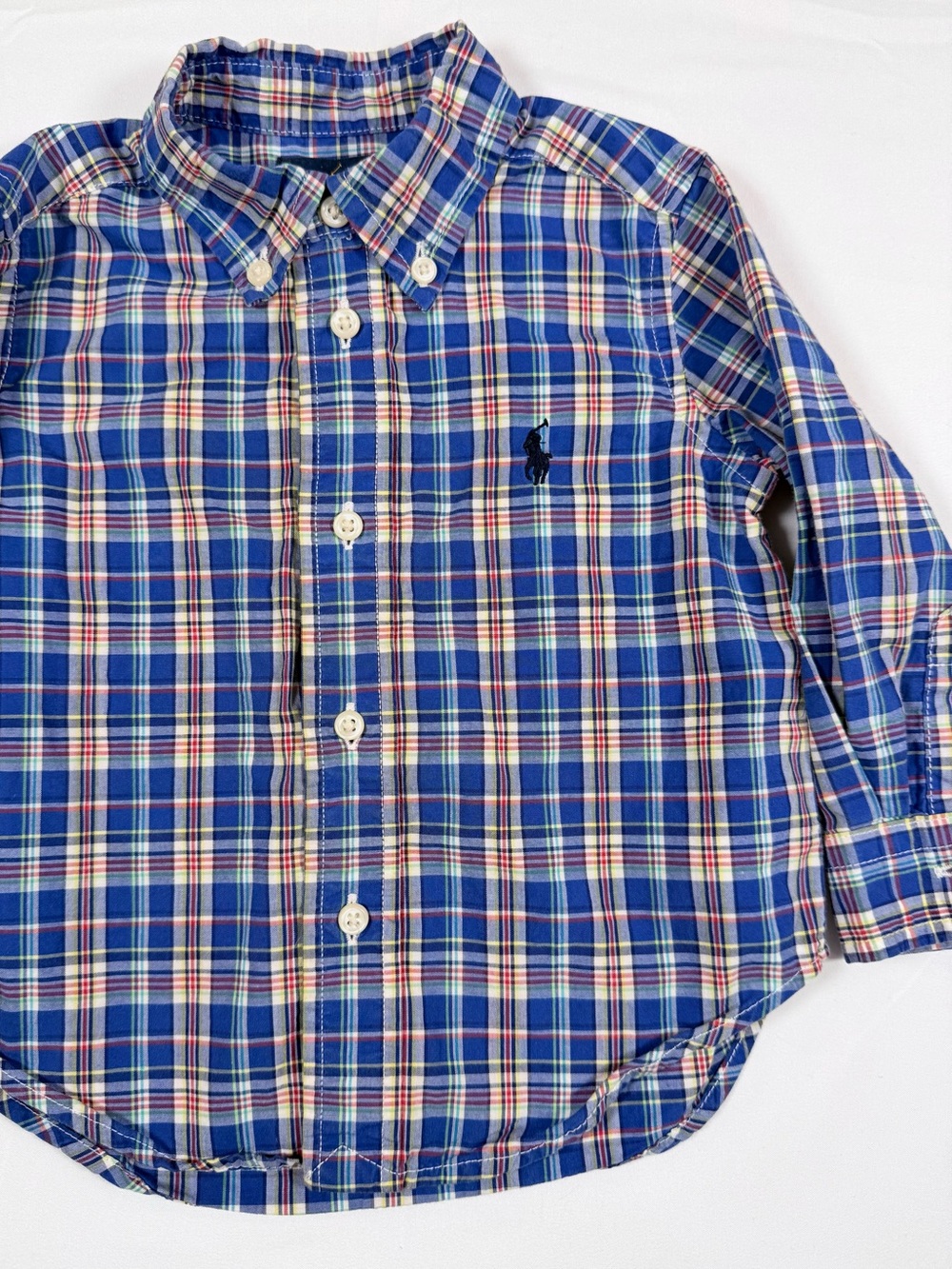 RALPH LAUREN Boys Plaid Button Down Shirt 12M Preppy Classic Cotton Coastal Prep